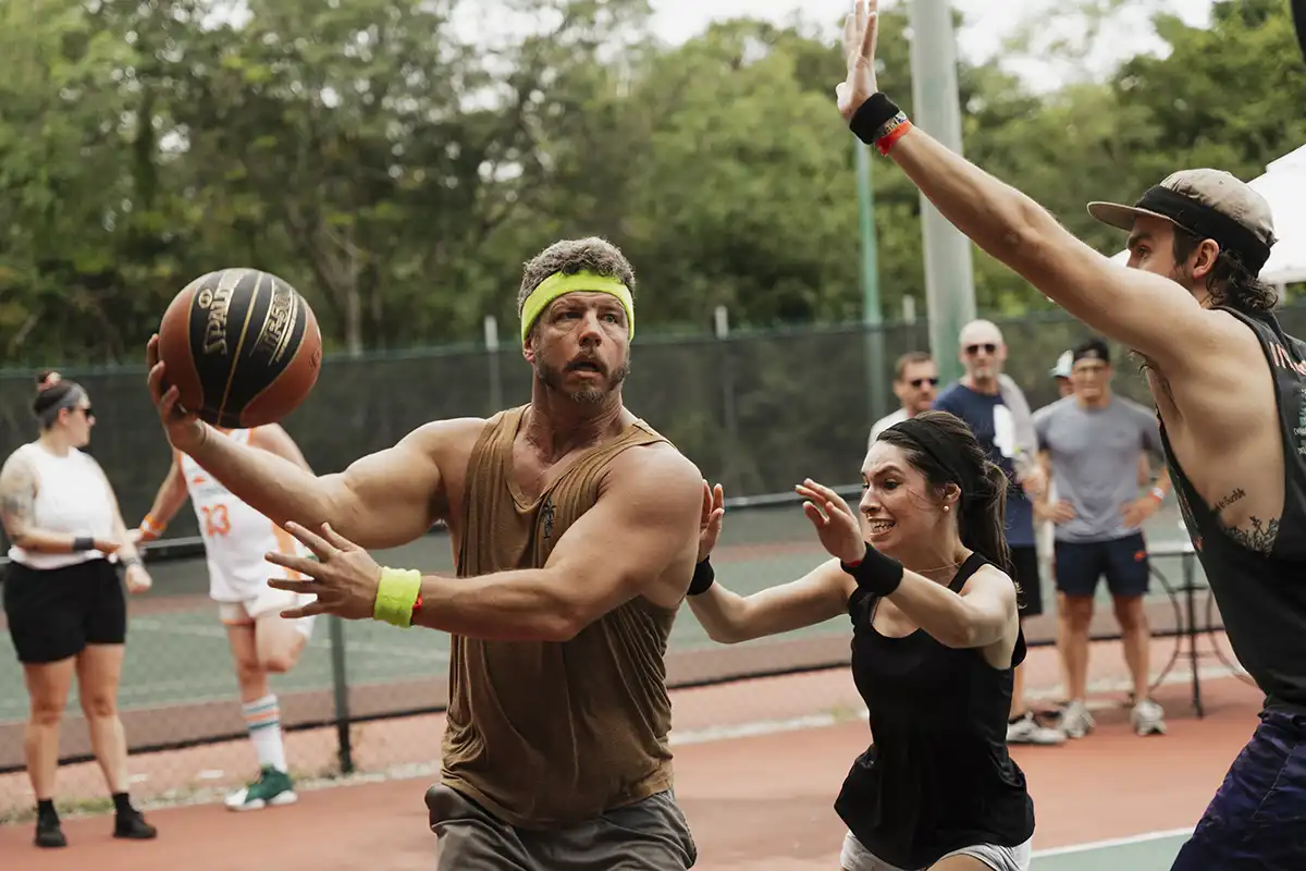 Guests participating in a basketball tournament during the event.