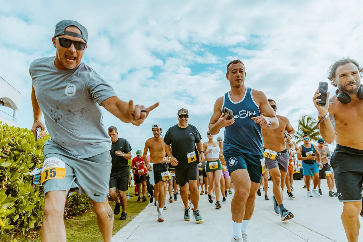Group participating in 5k run around the Hard Rock property.